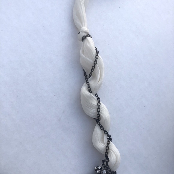 Nordstrom White Fabric and Rhinestone Necklace - Picture 6 of 7